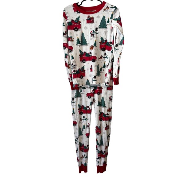 PJ Place Kids Christmas Pajamas Set Size 8 Snowman & Red Truck Pattern - Picture 1 of 8